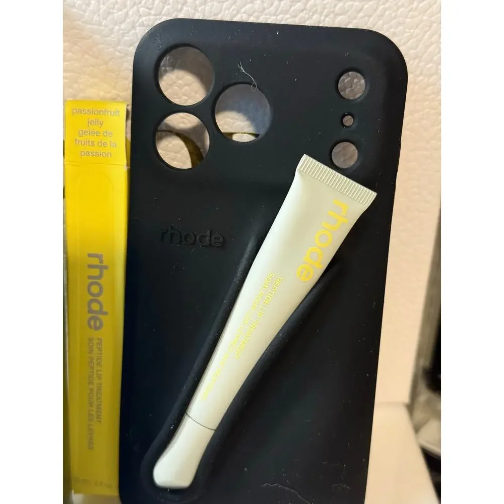 Black Rhode phone case paired w Rhode Peptide Lip Tint in Passionfruit Jelly-NEW - Picture 2 of 5